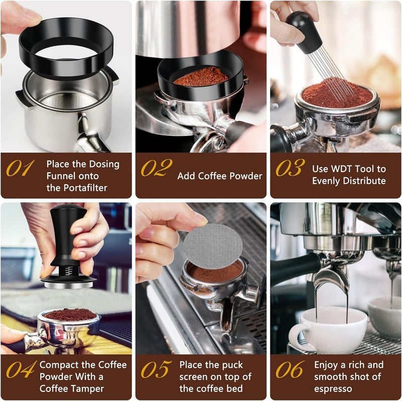 Y-Step 58mm Espresso Accessories Kit 25 PCS, Espresso Tamper Kit Coffee Tamper Set, 58mm Espresso Tamper with Spring Loaded Calibrated, Espresso Puck Screen, Dosing Funnel, WDT Tool, Latte Art Kit - Image 5